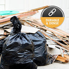 PAMI Heavy Duty 42 Gallon Construction Bags, Tear-Resistant Contractor Garbage Bags for Yard Waste Cleanup (10 Count, Black)