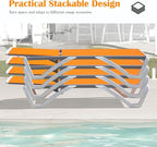 Domi Outdoor Lounge Chair, Aluminum Patio Chaise Lounge with 5 Position Adjustable Backrest and Wheels, All Weather Reclining Chair for Patio, Yard, Balcony, Poolside (Orange)