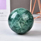 Large Green Fluorite Crystal Ball with Stand Natural Crystals Sphere Gemstone Ball Meditation Witchcraft Home Decor 80-90mm/3.1-3.5"