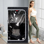 ZONEMEL 1 Person Portable Full Spectrum Infrared Sauna, Full Size Tent with Remote Control,1300W Fast Heating, Foldable Chair & LED Therapy Light, Home Spa for Relaxation (L35.4 x W35.4 x H55.1)