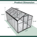 Favfurish 6x10 FT Greenhouses for Outdoors,Heavy Duty Polycarbonate Greenhouse,Lockable Walk-in Green House Sunroom w/ Roof Vent,Aluminum Hot House for Garden Plants Backyard Patio,Black