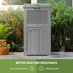 Patiowell 36 Gallon Outdoor Trash Can, Resin Outdoor Garbage Can with Lid for Patio, Backyard, Deck, Gray (2 Pack)