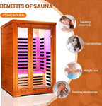 2 Person Sauna Infrared Sauna Room Far Infrared for Sauna Home Indoor 1880W/110V Low-EMF Wood Okoume Dry Sauna Two Person Sauna with Air Hole, 7 Color Therapy, Speaker (47.2 * 41.3 * 74.8 in)