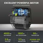 Wall Mounted Pressure Washer - 5500 PSI 3.6 GPM, 5 Levers Power Washer with 98FT Retractable Hose for Car/Driveway(Black)