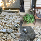 35cm/14inch Diameter Gazing Globe Mirror Ball,Red Stainless Steel Polished Reflective Smooth Garden Sphere,Colorful and Shiny Addition to Any Garden or Home