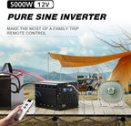 5000 Watt Pure Sine Wave Power Inverter with LCD 12V DC to 110V/120V AC Peak Power 10000W Car Power Inverter with 4 AC Outlets & 1 USB Port & Remote Control for Truck RV Car Solar System
