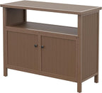 Amopatio Outdoor Storage Cabinet - Patio Bar Table with Storage and Shelves - Weather Resistant Sideboard for Patio, Pool, Garden, Indoor, Kitchen - Brown