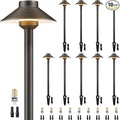Gardenreet 12V Brass Landscape Path Lights - LED Low Voltage Pathway Lamp IP65 Waterproof, Outdoor Walkway Lighting Wired, Hat Bronze for Patio Lawn with 3W 270LM 5000K Daylight G4 Bulb (10 Pack)
