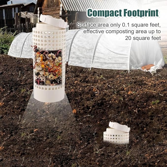 Inground Farm Composter, Outdoor Farm Compost Bin for Reducing Kitchen Food Waste, Raised Garden Beds and Yards, 12 x 6 x 6 inches, Sustainable Gardening Tool Worm Composter (1)