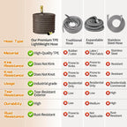 30FT Lightweight Flexible Garden Hose,Non-Slip Handles,Non-kink Hose,Solid Brass Fitting for Boats, RV Water Hose,Marine Washdown,Lawn,Garden,Leakproof TPE Hose (OrangeBlack, 30 FT)