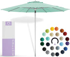 Midtown Umbrellas Push Pop Sunbrella Umbrella 9 Feet Outdoor Umbrella in Canvas Glacier - Patio Umbrella, Backyard Umbrella, Garden Umbrella, Picnic Table Umbrella & Pool Umbrella - Black Pole
