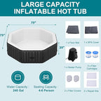75" X 75" X 25" Hottub, 4-6 Person Inflatable Hot Tub, Portable Blow Up Hot Tub Octagonal Portable Outdoor Spa with 130 Bubble Jets and Heater Pump, Filter