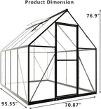 HOOYEAH 6 x 8 FT Polycarbonate Greenhouse, Winter Greenhouses for Outdoors,Outdoor Greenhouse with Roof Air Vent, Heavy Duty Walk-in Aluminum Green House for Outside Garden Backyard