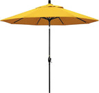 California Umbrella GSPT908302-5457 9' Round Aluminum Market, Crank Lift, Push Button Tilt, Black Pole, Sunbrella Sunflower Yellow