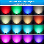 Low Voltage Landscape Lighting,12V-24V RGBW Color Changing Landscape Lights IP67 Waterproof Landscape Spotlights for Garden Yard Holiday Halloween Christmas Decor (1 Pack)