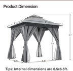 LAUSAINT HOME Outdoor Patio Gazebo 8'x8' with Expansion Bolts, Heavy Duty Gazebos Shelter Party Tent with Double Roofs, Mosquito Nettings and Privacy Screens for Backyard, Garden, Lawn, Smoke Grey