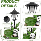 Panda Outdoor Statue with Solar Lantern Flowerpot for Garden Decor Panda Sculpture Figurine Bamboo for Patio Balcony Yard Lawn Decorations Gifts for Women Mom