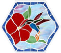 Bieye MSS003 Tiffany Style Stained Glass Mosaic Decorative Stepping Stone for Garden Decor (13" Hexagonal, Hummingbird)
