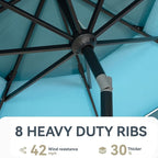 GREEN PARTY 10ft Outdoor Patio Umbrella, Auto-Tilt Market Table Umbrellas with Crank, 8 Sturdy Ribs & 1.5" Pole UV Protection for Garden Deck Backyard Pool