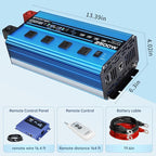 2500w Pure sine Wave Inverter DC 12V to AC 110V/120V Converter, 5000w (Peak) with LCD Display, Wireless/Wired Remote Control, 4AC outlets and 4USB.Ideal for Camping, RV Travel, Off-Grid Solar Systems