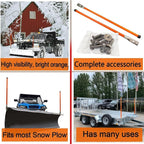 28'' Orange Snow Plow Blade Marker Guide Kit Solid All Steel Wire High Visibility with Stainless Steel Joint for Most Snow Plow Not Easy to Break and Rust Low Temperature Resistance