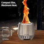 EAST OAK Fuoco Smokeless Tabletop Fire Pit | 3-in-1 Ash Pan | Portable Wood & Pellet Firepit | Stainless Steel | 120% More Efficient Burn | Backyard, Patio & Camping | Easy Ignition & Compact Design