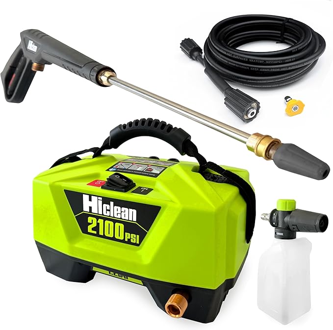 Electric Pressure Washer 2100 PSI - Portable Power Washer for Car Detailing, Patios, Fences and Outdoor Cleaning, Compact Design with Foam Cannon, Turbo and Fan Nozzles, ETL Certified