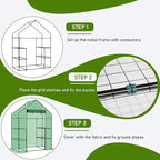 Outvita Walk-in Greenhouse, Outdoor Durable PE Plant Green House for Frost Protection with 3 Tiers 4 Shelves, Shelf Clips, Roll-up Zipper Door, 56"x29"x77" Green