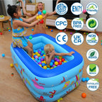 Inflatable Kiddie Pool, 51" x 33" x 21" Higher Kids Swimming Pool for Indoor or Outdoor, Ocean World Inflatable Bathtub with Inflatable Soft Floor, Ball Pit Pool
