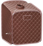 Giantex Portable Steam Sauna Spa 2L Folding Private Sauna Tent W/Chair Foot, Massage Roller, Absorbent Pad,9 Adjustable Temperature Levels for Stress Fatigue 33 x 33x 42 Inch (Coffee)