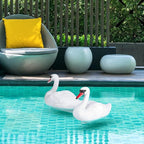 Floating Swan Decoy Pair, for Pond, Lake, & Pool Use, Anchor with Weights or Lawn Decoration, 1 Pair(Single Size 6.29 * 10.23 * 12.99 Inches)