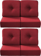 Luxury 22x24/22x25 6-Inch Outdoor Chair Cushions Set of 4 - Heavy Duty Water Repellent Comfortable Cushion for Patio Furniture Set Dining Gliding Rocking Chairs Loveseat L-Shape Sofa - Red