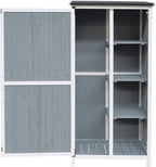 GDFStudio 54" Two-Tone Storage Shed Gray & White Design Outdoor Tool Storage House with Sloped Roof & 5 Customizable Compartments for Garden Patio Backyard, Gray