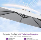 PURPLE LEAF 9' X 12' Swivel Outdoor Patio Aluminum Umbrella with Base Left-right Tilting Cantilever Offset Umbrella with UV Resistant Heavy Duty Fabric for Deck Pool Patio Backyard, Pebble Grey