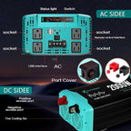 4000W Pure Sine Wave Inverter 12V DC to 120V AC for RV, Truck, Off-Grid, Home, Solar Car Power Inverter with Dual AC Hardwire Port, 20A Socket, 5V 2.1A USB
