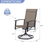 Outdoor Patio Swivel Dining Chairs Set of 6, All-Weather Swivel Rocker Chairs with Textilene High Back and Black Rust-Proof Metal Frame, Perfect for Patio, Lawn, Garden, or Backyard, Mocha