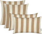 RSH DECOR: Sunbrella Lumbar & Square Pillows Set of 4 | 20" x 12" & 17" x 17" | Water and Fade-Resistant Performance Fabric | Outdoor Throw Pillows for Patio Furniture | Maxim Heather Beige