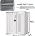 Heavy Duty Small Storage Cabinet Outdoor Weatherproof, 14 Cuft Garage Storage Cabinet with 2 Adjustable Shelves, Lockable Kitchen Pantry Closer Organizer, 31Wx23Lx34H, Polar White