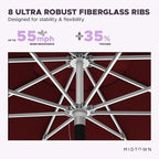 Midtown Umbrellas Push Pop Sunbrella Umbrella 10 Feet Large Outdoor Umbrella With Burgundy Acrylic Fabric - Deck Patio Umbrella, Backyard Umbrella, Garden Umbrella & Pool Umbrella - Black Pole