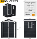 HUGROVE 6×4 Outdoor Storage Shed with Floor, Waterproof & UV-Resistant Resin Garden Shed for Backyard, Weather-Resistant Plastic Tool Shed with Lockable Double Doors, Air Vents & Side Window