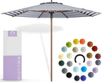 Midtown Umbrellas The Wooden 10 Feet Patio Umbrella With Terylast Navy Stripes (Navy/White Stripes) Polyester Fabric - Aluminum Frame Market Umbrella For Backyard, Deck, Garden, Pool - Wooden Pole