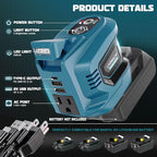2PCS 200W Power Inverter Compatible with Makita, DC 18V to AC 110-120V Battery Inverter, Portable Battery Adapter Phone Charger Converter with 2 USB & 1 Type-C & 1 AC Outlet (Tool Only)