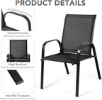 Tangkula 4 Piece Patio Dining Chairs, Outdoor Bistro Chairs W/Curved Armrests, Easy-to-Dry Fabric, Reinforced Steel Frame, Wide & Comfortable Camping Chairs for Garden, Poolside, Backyard (2, Black)
