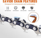 Savior 16 Inch Chainsaw Bar with Chain Combo for 3/8" LP 56 Drive Links .050" Gauge S56 Fits Craftsman, Poulan, Ryobi, Echo, Greenworks and More, Replacement Bar 27857 160SDEA041(Chain*2+Bar*1)