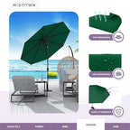 Midtown Umbrellas Sunbrella Umbrella 9 Feet Outdoor Umbrella With Forest Green Acrylic Fabric - Auto-Tilt Aluminum Frame Patio Umbrella For Backyard, Deck, Garden, Pool - Black Pole