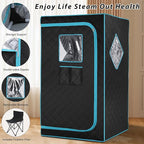 Portable Steam Sauna Box for Home Spa, Steam Saunas for Home, Full Body Sauna Tent for Relaxation, 1500W & 4L Sauna Steamer Machine, Remote Control, Foldable Chair (Black)