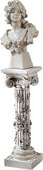 Design Toscano EU2866 Rose Garland Indoor/Outdoor Pedestal Plant Stand, 11 Inches Wide, 34 Inches Tall, Handcast Polyresin, Antique Stone Finish