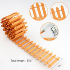 Mini Fairy Garden Fence, 35.5x2 Inch Cuttable Small Wood Picket Fence, DIY Miniature Accessories Decoration for Dollhouse, Crafts, Vegetable Platter, Cake(Orange)