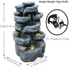 Water Fountain with Lights Outdoor Garden Decor,5-Tier Cascading Rock Waterfall for Indoor Patio Backyard Porch Art Decoration 21.6 Inches