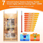 Indoor Infrared Sauna, 1 Person Hemlock Wood Low EMF Far Infrared Saunas, Personal Sauna Room Box with APP Control, Glass Door, Blue-Tooth, LCD, LED Reading Light, 7-Color Light Therapy